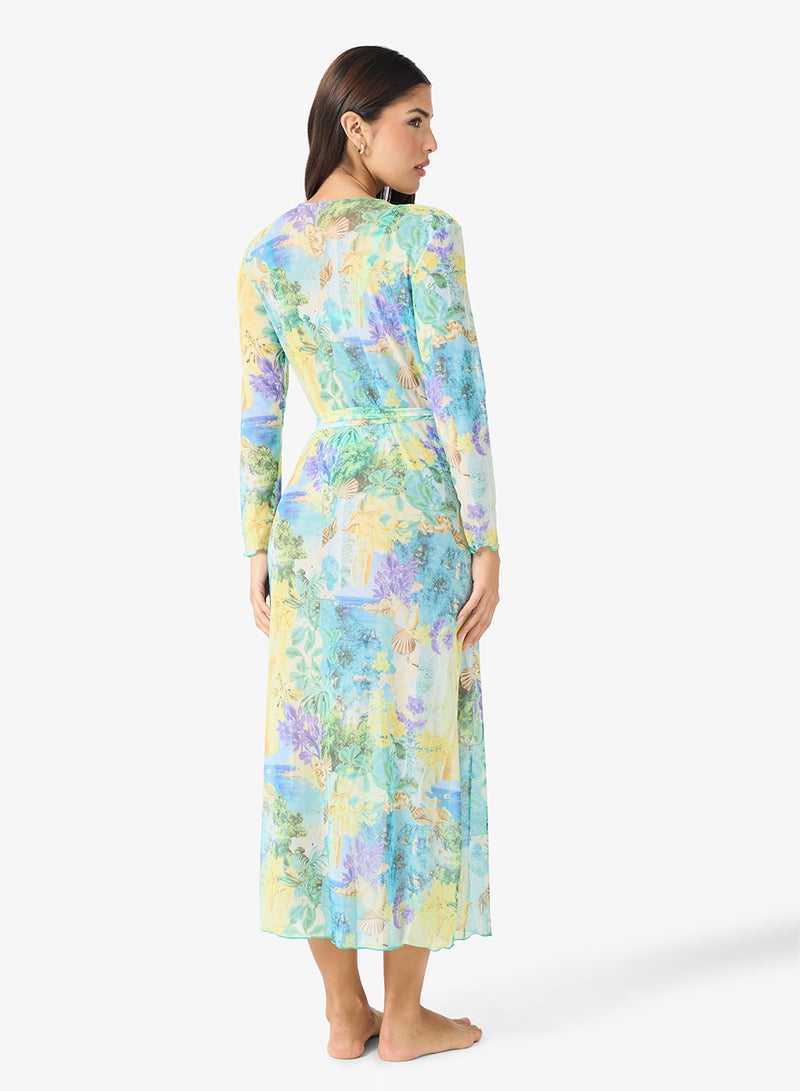 جينجر طقم بيكيني بثلاث قطع بطبعة زهور مع كيب - Image 2